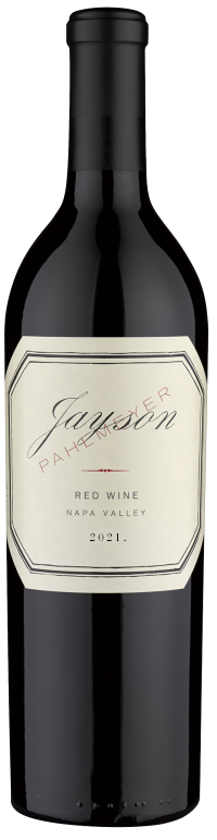 A 750ml bottle of 2021 Napa Valley red wine with a cream-colored label and black, red, and gold text.